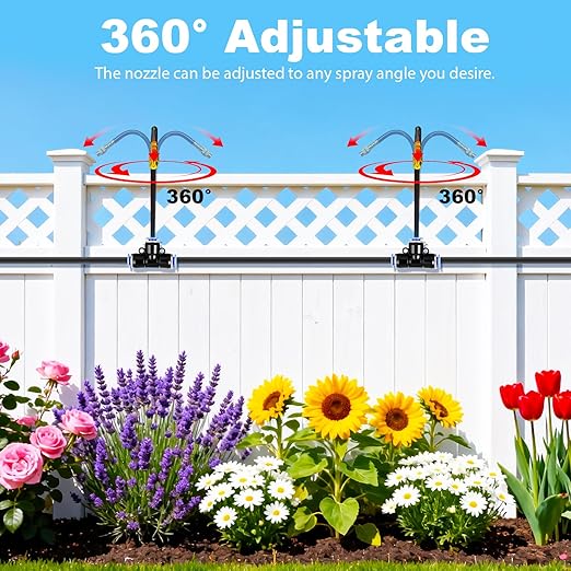 Thiswing 360° Adjustable Drip Irrigation System - Compatible 1/4" Irrigation System, 50FT Automatic Garden Watering Atomizing System with 15 Nozzles, Sprinkler for Yard, Lawn, Plants, Garden