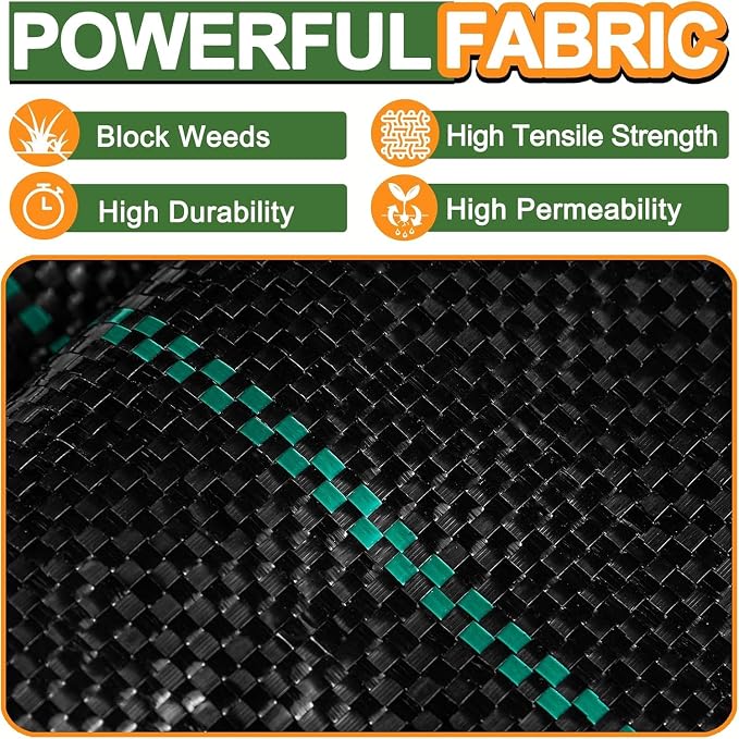 Winisok 5FT x 100FT Weed Barrier Landscape Fabric, 3.2oz Woven Garden Cloth, Heavy Duty Breathable Ground Cover for Landscaping, Gardening and Farming