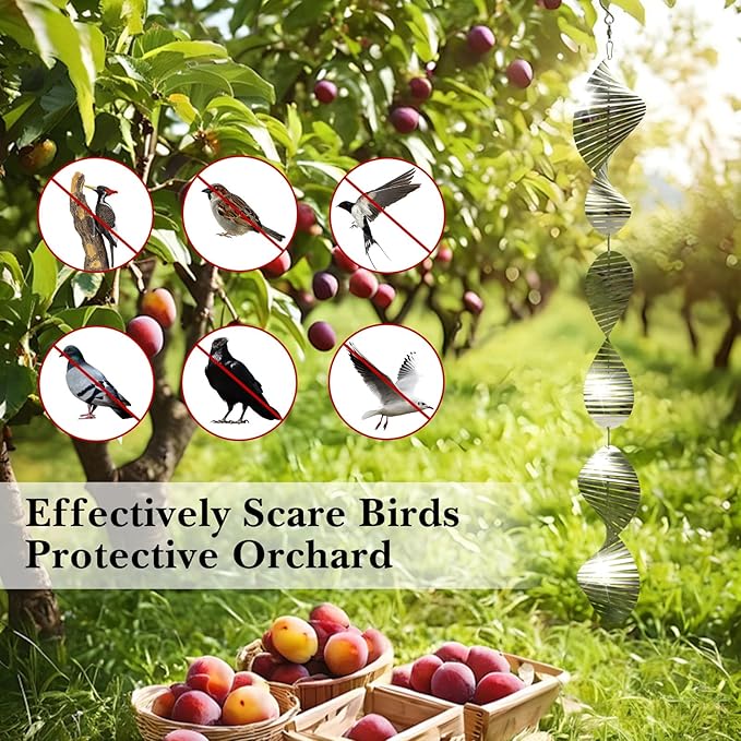 Bird Deterrents for Outside Patio, Bird Scare Devices Set Highly Reflective 3D Wind Spinners Outdoor Garden Decor, Bird Reflectors to Keep Birds Away Window Roof Yard Orchards Deck 9 Discs 3 Pcs