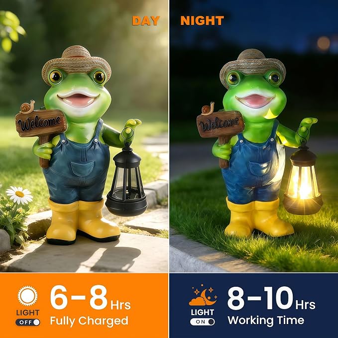Solar Garden Statues Frog Garden Decor Figurine Lights for Outside | Yard Decorations Outdoor Patio Decor, Gardening Gifts for Women