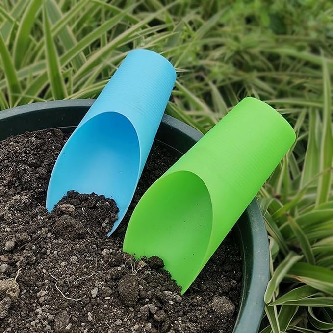 Soil Scoop for Indoor Plants - Plastic Mini Garden Plant Care Shovel Hand Tools Transplanting Succulent Cultivation Digging Scoops Kits, Green