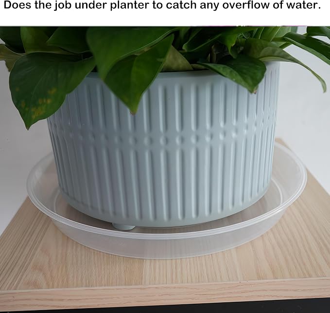 LWALRS Plant Saucer Tray 12 inch, 6 Pack Plastic Plant Trays Saucers for Indoors Outdoor, Heavy Duty Drainage Drip Water Trays for Planter Pots Flower, Round Pebble Tray, Pots Base (12", Clear)