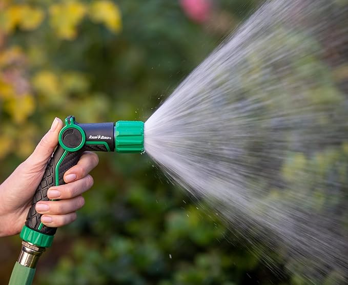 Rain Bird TCNZLADJ Garden Hose Nozzle, Thumb Control, Carbon Fiber Texture, Adjustable Spray Patterns