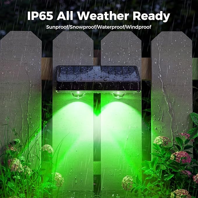 kolpop 2 Pack Solar Fence Lights Outdoor,11 Modes & 9 Colors Fence Lights Solar Powered,IP65 Waterproof, 60LM LED Solar Lights for Patio,Backyard,Outside,Railing,Wall,Nighttime,Party,Pool