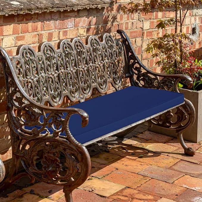 Outdoor Bench Cushions 42 x 18 Inch Thick Waterproof Porch Swing Cushions with Tie Patio Furniture Chair Cushion Bench Pad Color Fastness Backyard Seat Pads Navy