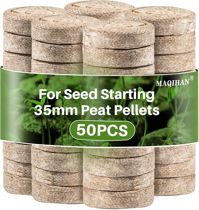 MAQIHAN 100PCS Peat Pellets for Seedlings - 35MM Seed Starter Pellets Peat Pods for Starting Seeds Garden Soil for Planting Transplanting Growing Garden Flower