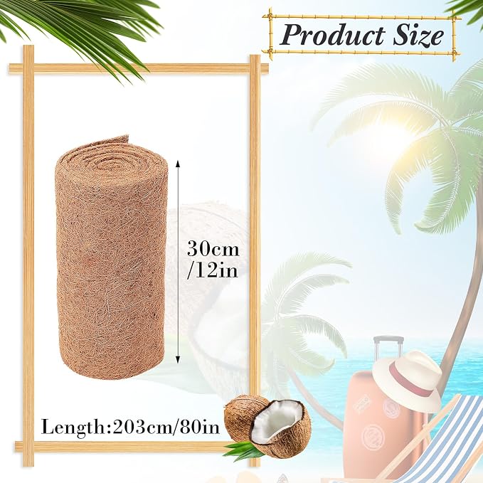 Jetec Coconut Liners for Planters, 12 x 240 Inch Natural Coco Planter Roll Liner for Hanging Basket, Reptile Carpet, Fiber Mat, Garden Decoration, Animal Pet Reptile Pad