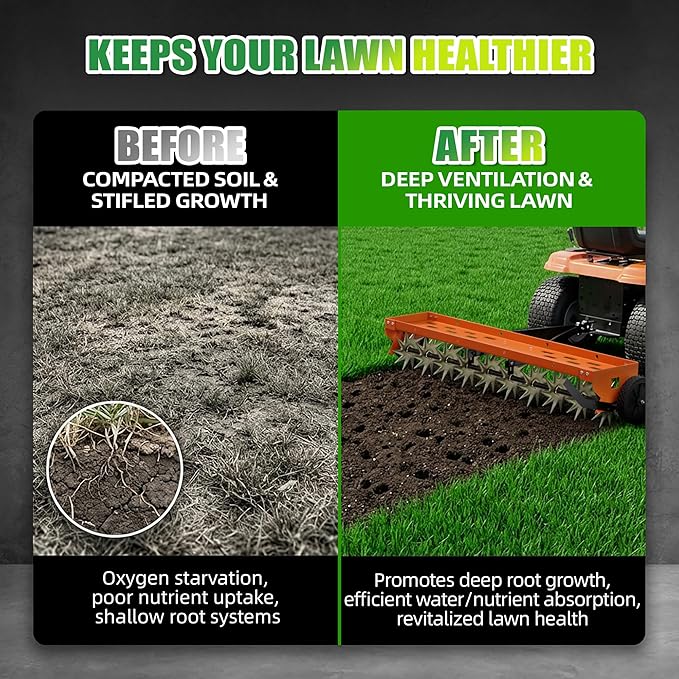 40" Spike Aerator Tow Behind, Lawn Aerator Tow Behind with Universal Hich, Orange Galvanized Steel and Includes a Pallet Capable of Supporting 280 Pounds, Pull Behind Aerator for Garden, Farm and Lawn