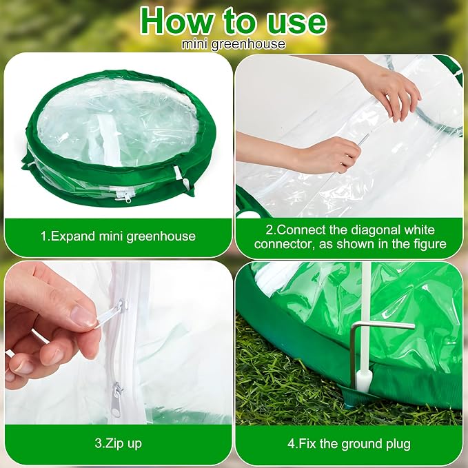 3 Pack Mini Greenhouse Cover, PVC Mini Greenhouse with Nails 22.8×12.6 Inch Portable Plant Flowers Cover for Indoor Outdoor Gardening