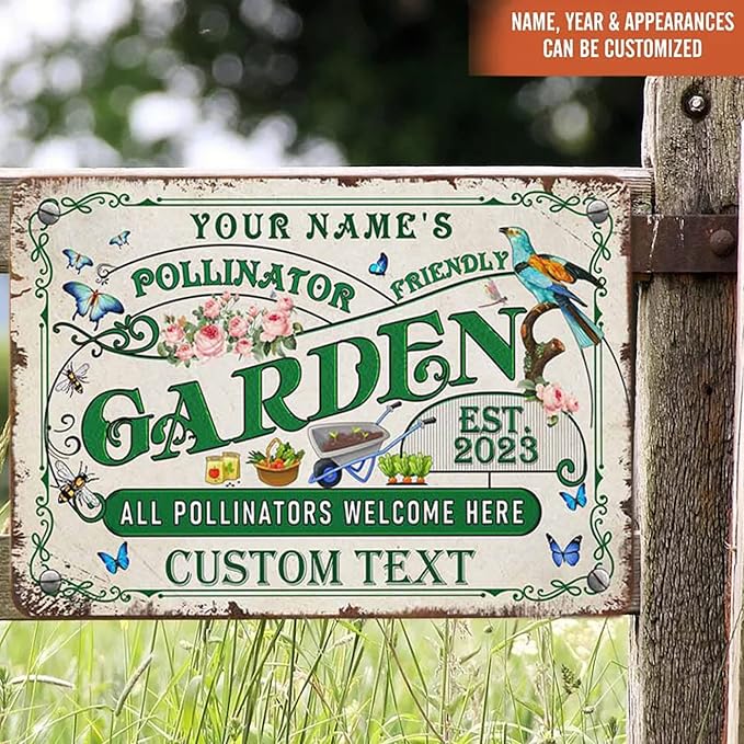 Custom Metal Signs with Name Made in USA Personalized Vintage Garden Sign Waterproof Vintage Decorative Metal Print for Wall Decor Customized Home Garden Ideas Gifts Artwork Prints for Yard Ourdoor