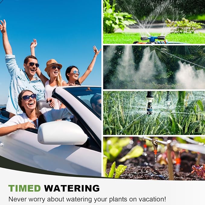 Water Timer for Outdoor Garden Hose, Sprinkler Timer for Garden Faucet with Auto/Manual/Rain Delay Mode, Sprinkler Irrigation Controller for Yard Lawn (1 Zone Brass Inlet & Outlet-2 Pack)