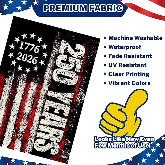 250 Anniversary Usa Garden Flags for Outside,250 Anniversary USA Flag 1776-2026 Semiquincentennial Commemorative Patriotic Yard Sign 4th of July Decorations 250 Year of Freedom Banner Double-Sided Waterproof Garden Flag with Stars Stripes 250 Year Amer...