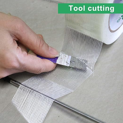BOMEI PACK 4Rolls Reinforced Packing Tape, Heavy Duty Filament Fiber Strapping Tape 2inch, 5.5Mil x 60Yds, Total 240Yds