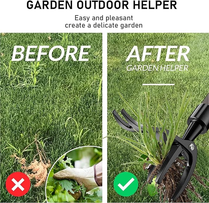Stainless Steel Weed Puller Tool, 4 Claw Portable Weeding Tool, Gardening Hand Weeder Tools with Long Handle for Weed Pulling Digging Planting, Weed Remover for Garden Lawn Yard Patio