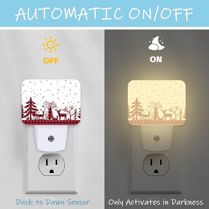 Night Light New Year Pattern Plug-in Wall LED Night Lamp with Dusk-to-Dawn Smart Sensor Lamp for Adult Bedroom Living Room Hallway Kitchen