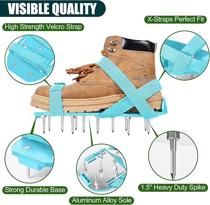 Miuwauer Lawn Aerator Shoes (Upgrade Version (Aluminum Alloy Sole), Blue-Blue)