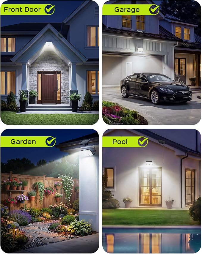 JACKYLED Solar Lights Outdoor Waterproof, Motion Sensor Flood Light 113 LED Bright Cool White Dusk to Dawn Solar Powered Outdoor Lights for Backyard Porch Garden Patio Garage (3 Pack)