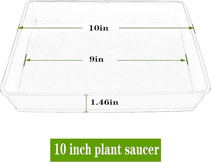 LWALRS Square Plant Saucer 10 Inch 2 Pack, Durable Plastic Plant Trays Plant Pot Saucers, Square Planters for Indoors and Outdoors Plants, Garden Large Plant Saucers for Pots Black.
