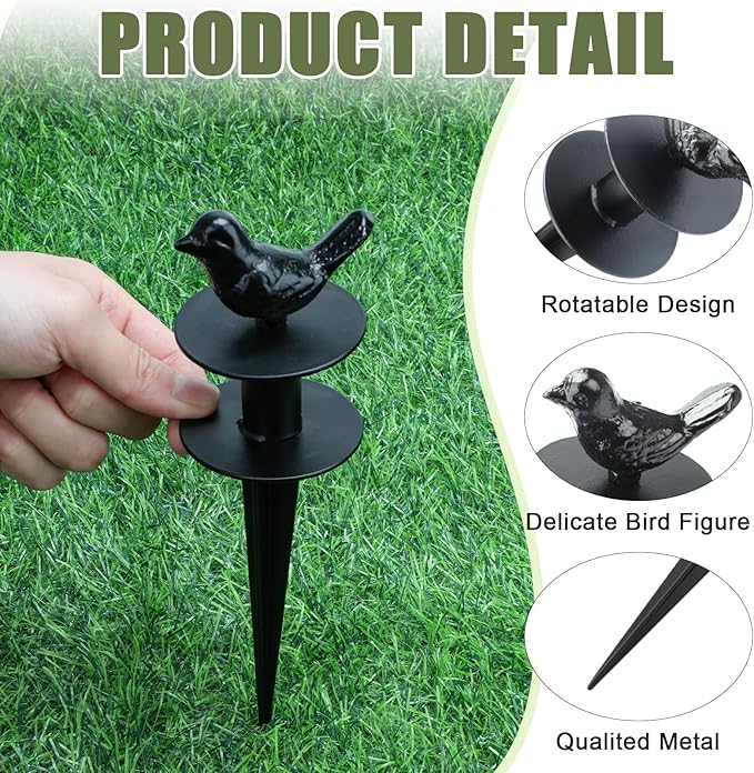 2 Pack Garden Hose Guide Stake Metal Spike 12 Inch Heavy Duty Hose Support Spike with Bird Design Protect for Outside Flower Beds Plant Yard Garden