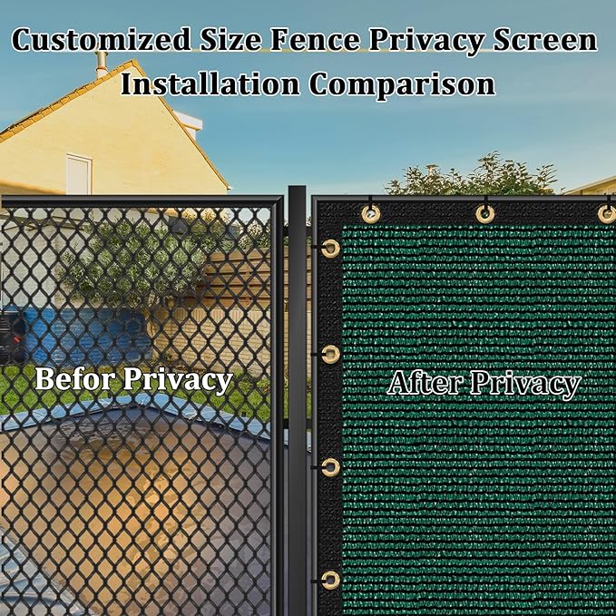 Shade&Beyond 6'x6' Dark Green Privacy Screen Fence Cover 170 GSM Fencing Mesh Fence Panel for Wall Garden Yard Backyard Indoor Outdoor Home Decoration