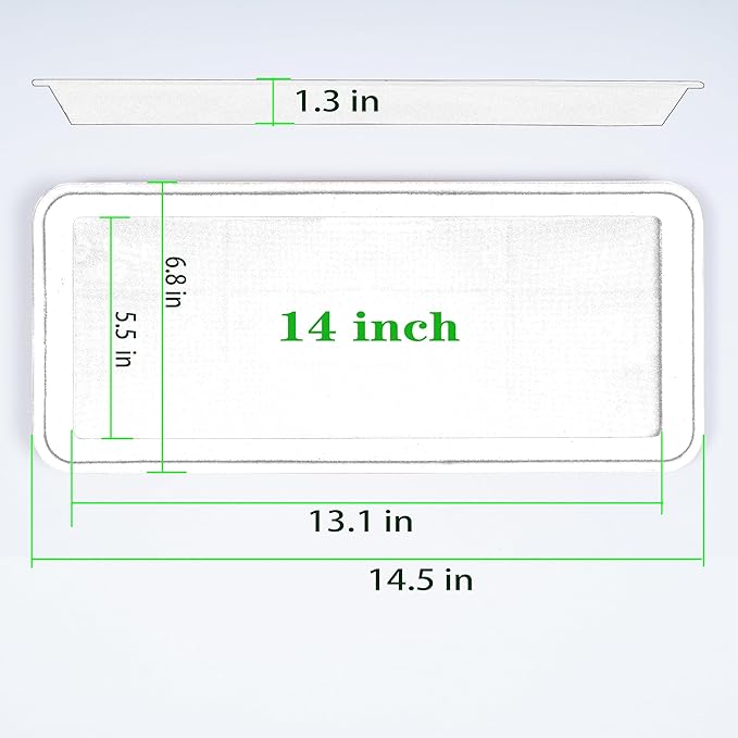 VUWEZ 2 Pack Plastic Plant Trays, Rectangular 14 inch, Indoor/Outdoor Plant Water Drip Trays for Flower Pot Planter, Windowsill (6.8 x 14.5'', Blue)