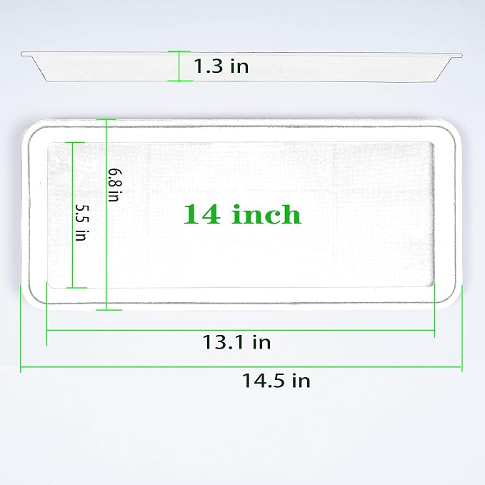 VUWEZ 2 Pack of Plastic Plant Tray Saucer Rectangular 14 inch, Plant Trays Saucers for Indoors Outdoor, Plant Water Drip Tray for Flower Pot Planter, Windowsill Plant Tray (6.8 X 14.5'', Black)