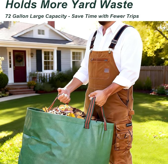 72-Gallon Reusable Yard Waste Bags: Hot Shot Tools 4 Pack Lawn & Leaf Bags – Heavy Duty Garden Waste Bags with Stand-Up Design & Reinforced Handles for Easy Yard Cleanup