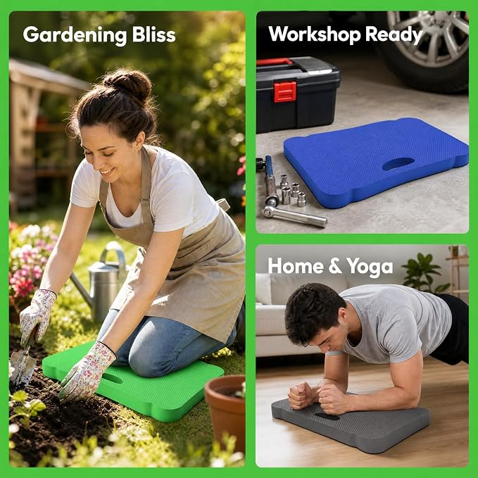 ZENFUN 3 Pack Kneeling Mats, Heavy Duty Thick Foam Kneeling Pad, Shock Absorbent Pads, High Density Premium Kneeling Pads for Yoga Exercise, Foam Kneeler Mat Garden Cushions, Water Proof