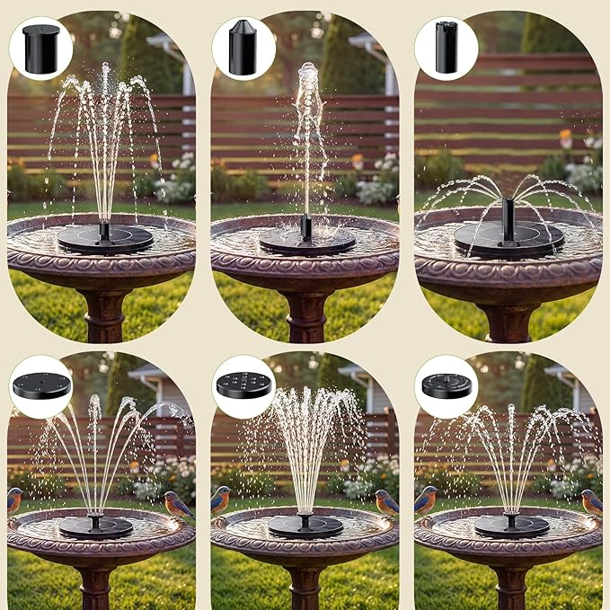 AISITIN Solar Fountain Pump with 6 Nozzles, 2026 Solar Bird Bath Fountains, Upgraded Floating Solar Water Fountain for Garden, Pond, Pool & Outdoor