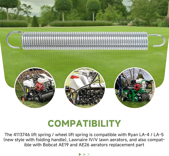 4113746 Extension Spring Compatible with Ryan LA‑4 LA‑5 Lawnaire IV, Bobcat AE19 AE26 Lawn Aerators Wheel Lift Return Spring Replacement Parts