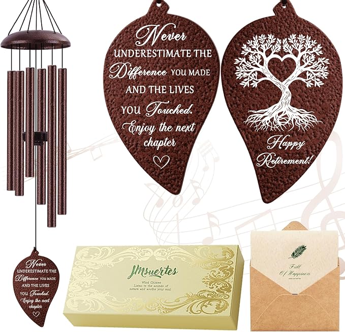 Retirement Wind Chimes for Woman Men,Happy Retired Gifts for Women Coworker Colleague Boss Teachers Nurses Friends, Going Away Gift Ideas,32"