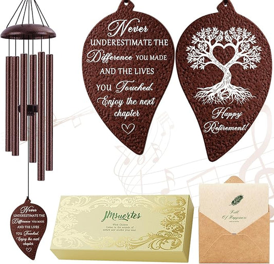 Retirement Wind Chimes for Woman Men,Happy Retired Gifts for Women Coworker Colleague Boss Teachers Nurses Friends, Going Away Gift Ideas,32"