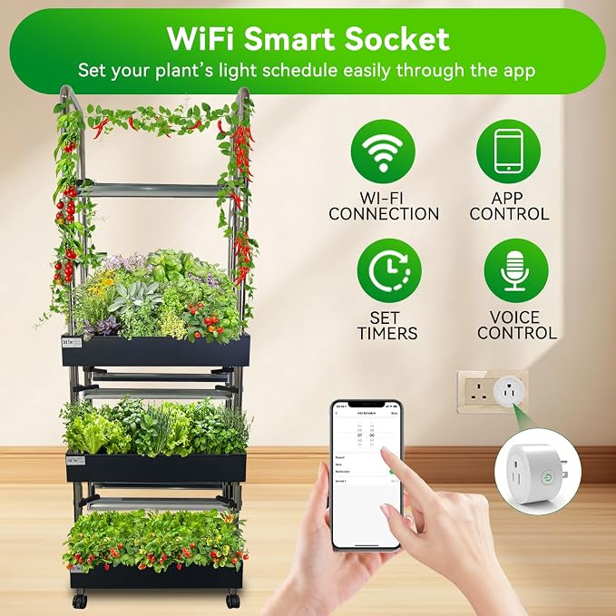 Indoor hydroponics Growing System, Large Vertical Hydroponic Garden with Smart Full-Spectrum Grow Lights, Auto Circulating Water, Mobile Indoor Gardening System for Herbs, Vegetables & Fruits