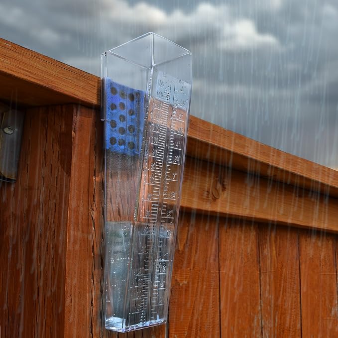 Professional Outdoor Rain Gauge 6 Inch Capacity | For Yard, Heavy Duty