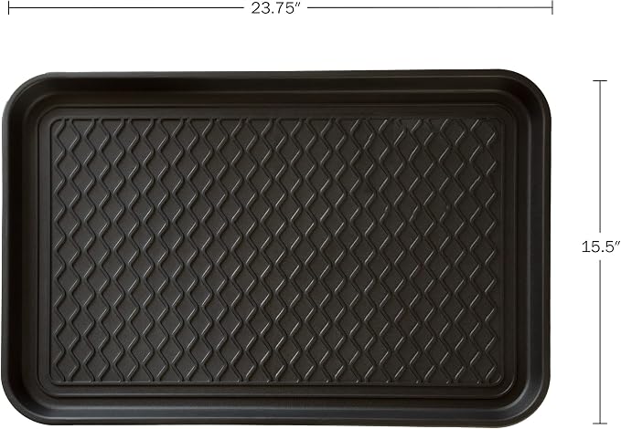 All-Weather Indoor/Outdoor Mat for Boots - Weather-Resistant Hard Plastic Shoe and Boot Tray with Raised Edge by Stalwart (Black, MEDIUM)