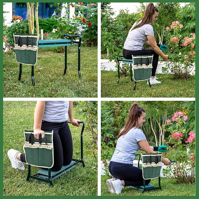 Garden Kneeler and Seat Foldable Garden Stool Heavy Duty Gardening Bench Kneeling and Sitting for Outdoor Garden Daily Courtyard Work