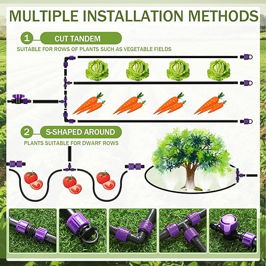 Tondiamo 500' 5/8 Inch Drip Tape Irrigation Tubing Kit 8 Mil 6" Spacing Garden Hose Watering Tube Line Automatic Equipment for Garden Irrigation System Farms, Landscape, Lawn
