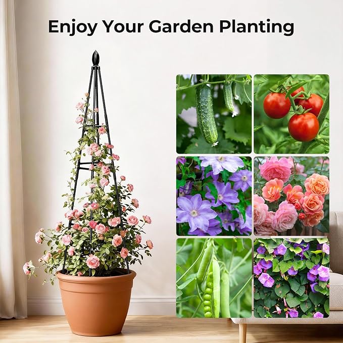 2 Pack Garden Trellis for Climbing Plants Outdoor,68" Tall Cucumber Trellis Garden Obelisk Trellis Rustproof Plants Support with Adjustable Heights for Indoor Potted Plants, Vines, Vegetables