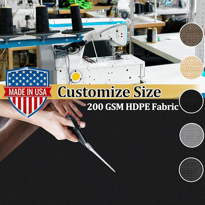Shade&Beyond Customized Size 9' X 16' Shade Cloth with Grommets, 90% UV Protection UV Protection Mesh Tarp Sun Screens for Patio GN01, Black