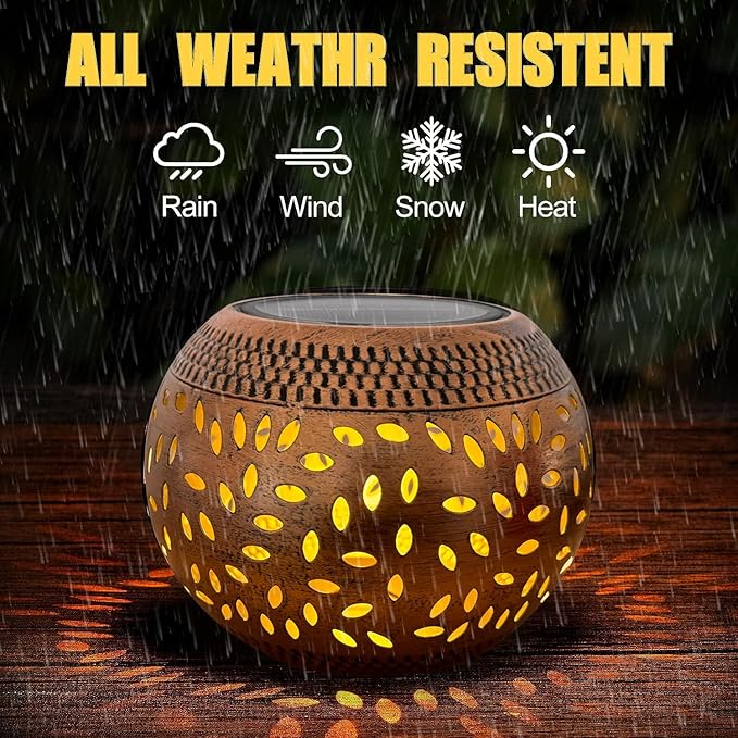 2 Pack Solar Table Lanterns Outdoor Waterproof LED Lights Bronze, Solar Powered Decorative Lantern for Indoor Desk Bedroom Patio Garden Pathway Yard