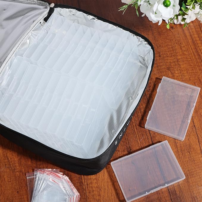24 Slot Seed Storage Organizer Box with Insulated Bag with Dual Zipper Bag, Garden Seed Organize Sealed Bags and Label Stickers Saving Container Keeper Set for Garden Vegetable Flower Plants