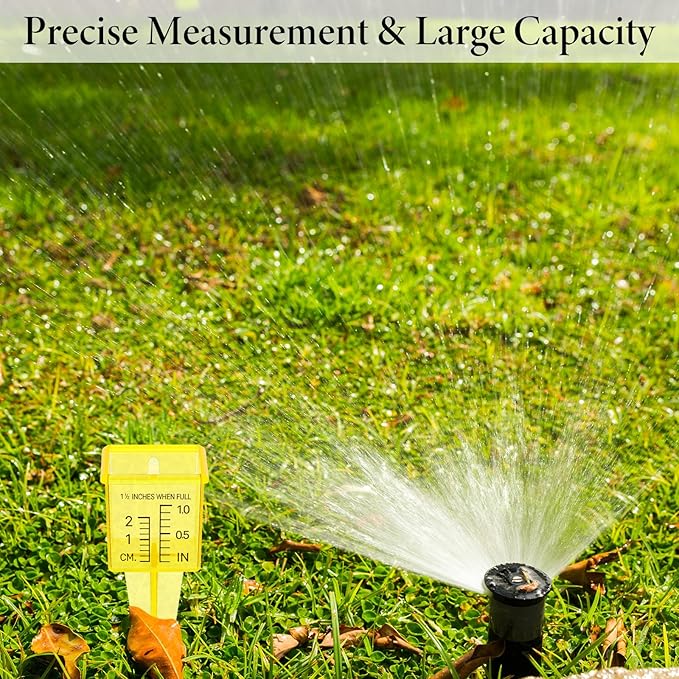 20 Pack Rain Gauges, 1.5" Sprinkler Rain Gauge Yellow Transparen Rains Gauges Outdoor Water Measuring Tool for Yard Lawn Garden with Inch and Centimeter Scales Accurate Rainfall Measurement