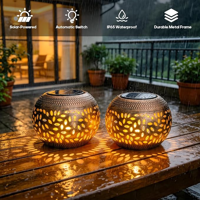 JMEXSUSS Solar Lanterns Outdoor Waterproof, Outdoor Lanterns for Porch, Solar Table Lamps for Outside Patio, Garden, Camping, Desk, Yard, Copper