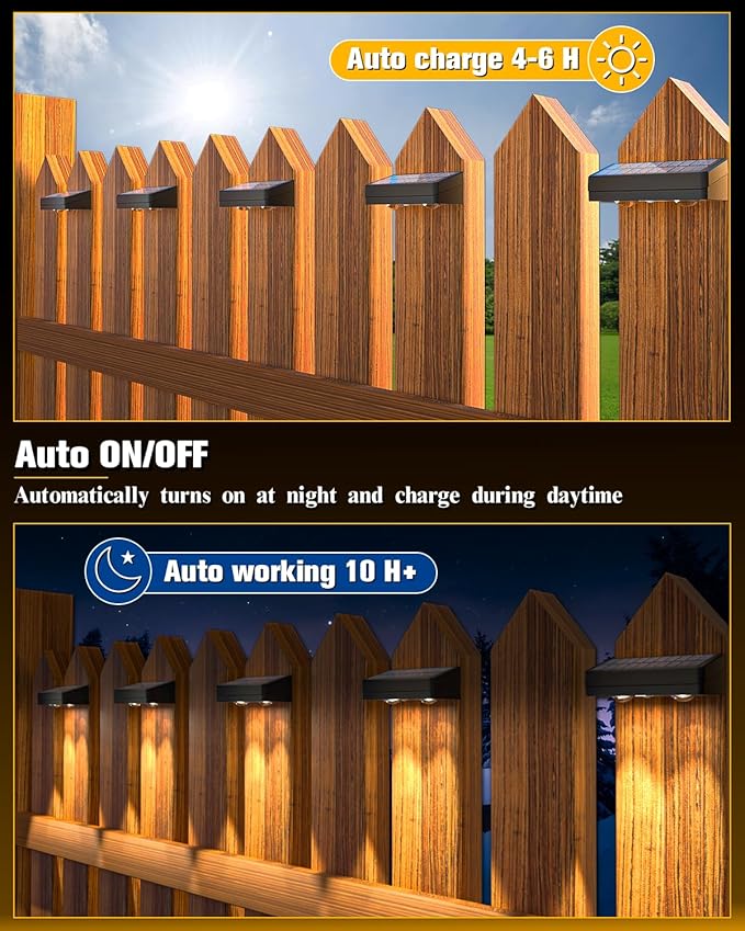 JOFIOS Solar Fence Lights 20 Pack, 50 Lumens Outdoor Solar Lights with 12 Modes RGB Color Glow LED，Waterproof, Solar Lights for Patio, Backyard, Deck, Fence, Railing(White Shell)