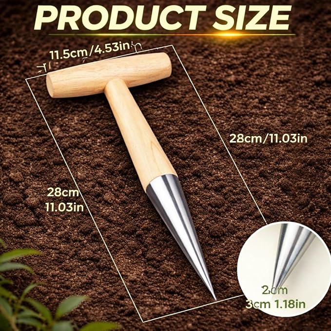 Plant Hole Digger, Handheld Dibbler, Hole Digger for Plants, Seed Planter Garden Tool, Dibber for Easy Planting (1 PC)