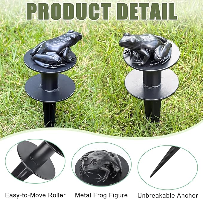 4 Pack Metal Garden Hose Guide Spike Decorative Watering Hose Guides Stakes Guards with Frog-Shaped Cast Iron for Lawn Yard Outside Plants Flower Beds Protection