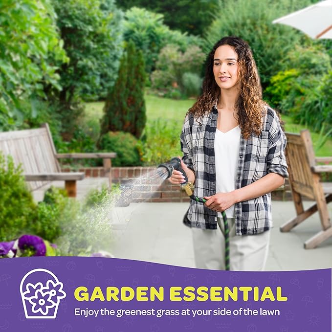 Hose Nozzle [Black] Heavy Duty Hose Sprayer With 10 Adjustable Watering Patterns. Thumb Control Design, Comfortable Ergonomic Grip, Garden Hose Nozzle for Watering Plants & Lawns/Fun showers/Cleaning