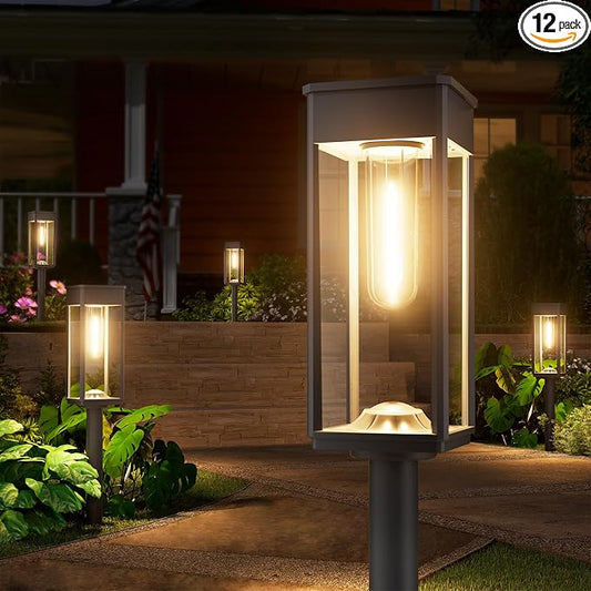 12 Pack Bright Solar Pathway Lights Outdoor,IP65 Waterproof Auto On/Off Solar Garden Light Path Lights Solar Powered for Outside Yard Path Lawn Walkway Driveway Landscape Lighting Patio Decor