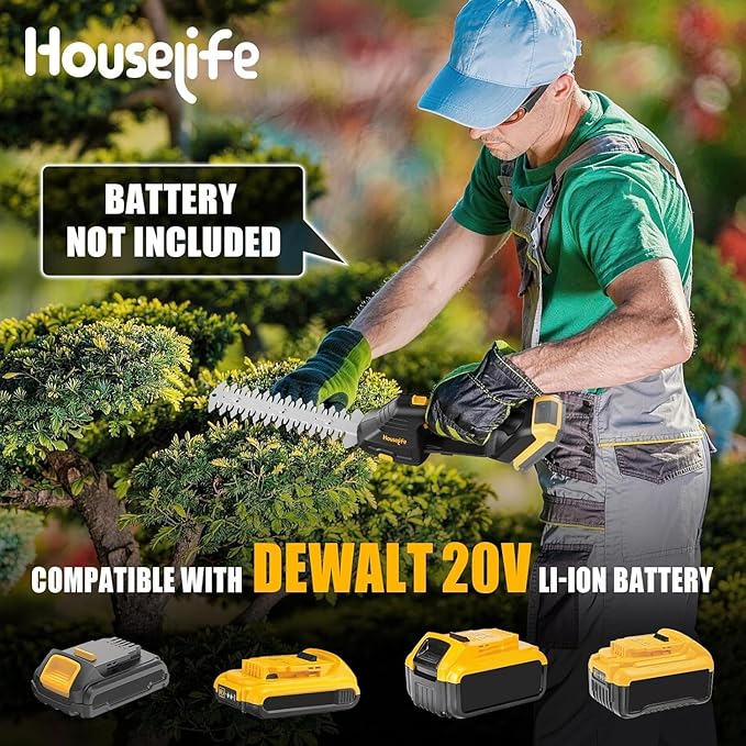 Cordless Hedge Trimmer Compatible with Dewalt MAX 20V Battery, 2 in 1 Handheld Electric Grass Trimmer/Bush Trimmer/Grass Shears for Yard, Garden, and Lawn Care, Powerful & Lightweight (Tool Only)
