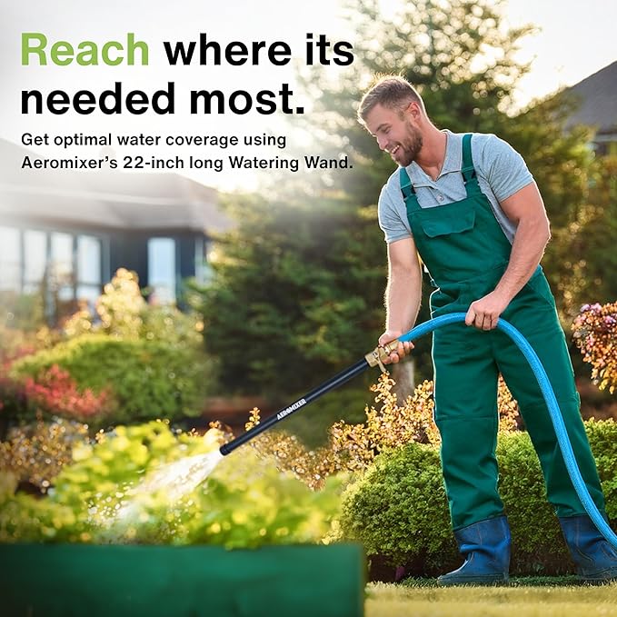 Watering Wand 22" L x 1" W Heavy Duty Garden Watering Wand For Garden Hose with Anti-clog Water Break - Watering Wand Can Be Used with Standard 3/4"Garden Hose with 3/4-1" Adapter Included